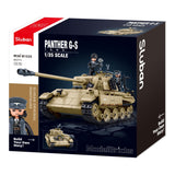 Sluban B1535 Model Kit 1:35 Panther G Tank German Panzer WWII Army Military Building Blocks DIY Construction Set Toy
