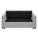 Sarantino Quincy 2-Seater Velvet Sofa Bed in Dark Grey with Wooden Frame and Tufted Design - Light Grey