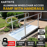 Kartrite 6ft Aluminium Wheelchair Ramp with Handrails 386kg Capacity 72cm Width In Australia - Darrahopens