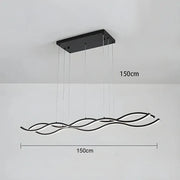 BAMDECOR A2569 1.5m Antizer Nordic Minimalist Wave Long Pendant Light (Black)