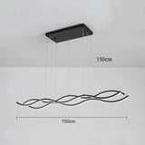 BAMDECOR A2569 1.5m Antizer Nordic Minimalist Wave Long Pendant Light (Black)