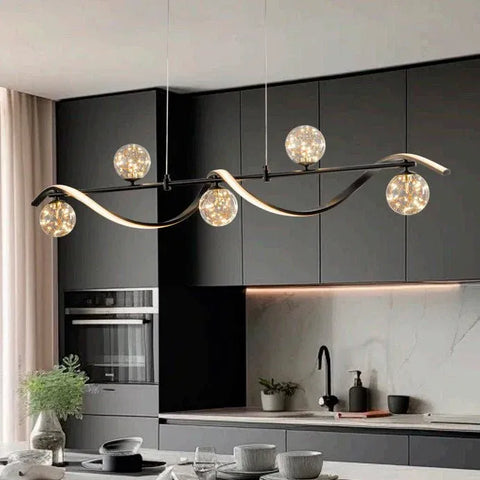BAMDECOR AD2621 Modern Black Kitchen Island Light with Glass Globe Shade Ceiling Pendant Lights In Australia - Darrahopens