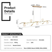 BAMDECOR AD2621 Modern Gold Kitchen Island Light with Glass Globe Shade Ceiling Pendant Lights