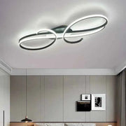 BAMDECOR AD2576 Modern Minimalist Curved Line Iron Aluminum Silicone LED Semi-Flush Mount Ceiling Light For Living Room (Black) In Australia - Darrahopens