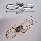 BAMDECOR AD2576 Modern Minimalist Curved Line Iron Aluminum Silicone LED Semi-Flush Mount Ceiling Light For Living Room (Black)