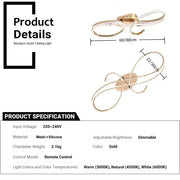 BAMDECOR AD2576 Modern Minimalist Curved Line Iron Aluminum Silicone LED Semi-Flush Mount Ceiling Light For Living Room (Gold)