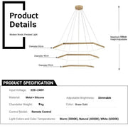 BAMDECOR AD2582/3 Modern LED Chandelier, Hexagonal Rings Ceiling Lighting Contemporary Chandeliers (3 Rings-Gold)