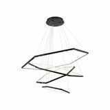 BAMDECOR AD2582/4 Modern LED Chandelier, Hexagonal Rings Ceiling Lighting Contemporary Chandeliers (4 Rings-Black)