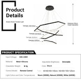 BAMDECOR AD2582/4 Modern LED Chandelier, Hexagonal Rings Ceiling Lighting Contemporary Chandeliers (4 Rings-Black)