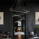 BAMDECOR AD2582/5 Modern LED Chandelier, Hexagonal Rings Ceiling Lighting Contemporary Chandeliers (5 Rings-Black)