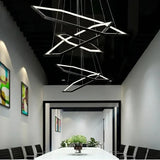 BAMDECOR AD2582/5 Modern LED Chandelier, Hexagonal Rings Ceiling Lighting Contemporary Chandeliers (5 Rings-Black)