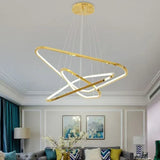 BAMDECOR AD2583 Modern Triangular LED Chandelier (Three Rings-Gold