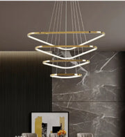 BAMDECOR AD2583 Modern Triangular LED Chandelier (Four Rings-Gold In Australia - Darrahopens