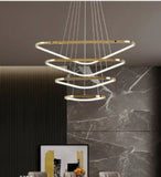 BAMDECOR AD2583 Modern Triangular LED Chandelier (Four Rings-Gold In Australia - Darrahopens
