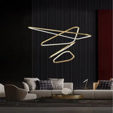 BAMDECOR AD2583 Modern Triangular LED Chandelier (Four Rings-Gold