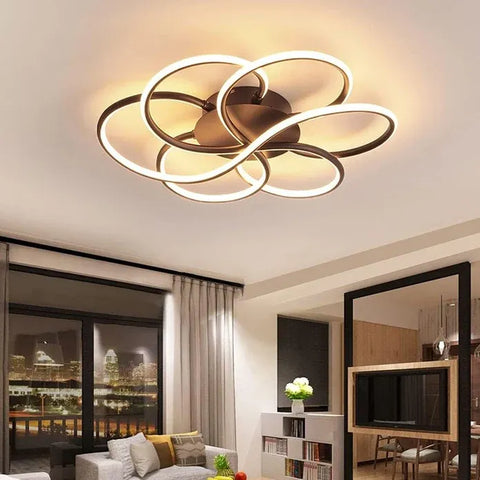 BAMDECOR AD2585 Black Creative Flower Shape Design Ceiling Lamp Acrylic Flush Mount Chandelier