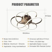 BAMDECOR AD2585 Black Creative Flower Shape Design Ceiling Lamp Acrylic Flush Mount Chandelier