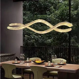 BAMDECOR 1.2m C3601W Wave Crystal Pendant Chandelier Decorative Lighting Lampshade (Brass Gold)