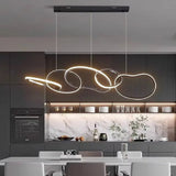 BAMDECOR A24126 Nordic Minimalist LED Pendant Light Adjustable Modern Ring Chandelier for Dining Room and Bar (Black) 1.2 Meters