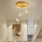 BAMDECOR LT05 6 Nordic Butterfly Luxury Chandeliers Pendant Lights for Villa Stair Home Decoration Modern Style Exquisite Chandelier (Gold)