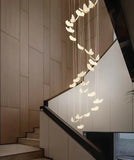 BAMDECOR LT05 19 Nordic Butterfly Luxury Chandeliers Pendant Lights for Villa Stair Home Decoration Modern Style Exquisite Chandelier (Gold)