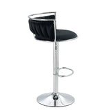 SERENITà Silver Swivel Upholstered Velvet Adjustable Height Counter Stool with Metal Frame Black (Set of 2)