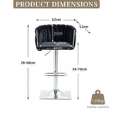 SERENITà Modern Velvet Breakfast Bar Stools Swivel Barstools Adjustable Counter Stools with Backrest (Silver-Black)