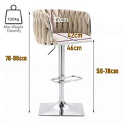 SERENITà Modern Velvet Breakfast Bar Stools Swivel Barstools Adjustable Counter Stools with Backrest (Silver-Ivory)