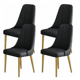 VELLUTO Golden Frame Mid Century Modern Dining Chair Faux Leather Side Chair Upholstered Dining Chairs Set of 2