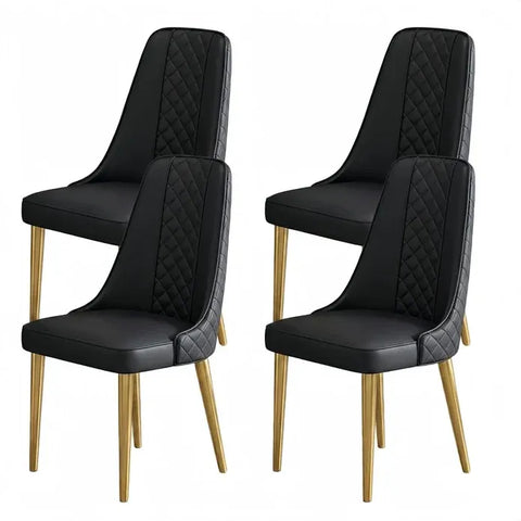 VELLUTO Golden Frame Mid Century Modern Dining Chair Faux Leather Side Chair Upholstered Dining Chairs Set of 2