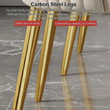 VELLUTO Golden Frame Mid Century Modern Dining Chair Faux Leather Side Chair Upholstered Dining Chairs Set of 2