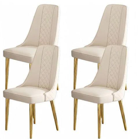 VELLUTO Golden Frame Mid Century Modern Dining Chair Faux Leather Side Chair Upholstered Dining Chairs Set of 2
