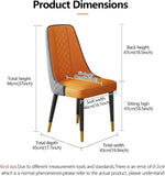 VELLUTO Golden Frame Mid Century Modern Dining Chair Faux Leather Side Chair Upholstered Dining Chairs Set of 2
