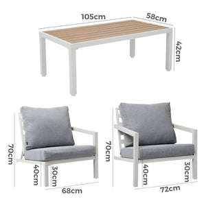 Aidan Garden Furniture Set in White — 5 pieces