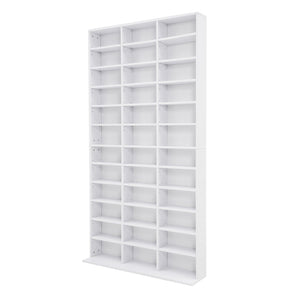 Adjustable Shelves CD DVD Bluray Media Book Storage Cupboard WHITE