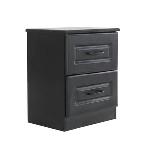 Bedside Table Side Storage Cabinet Nightstand Bedroom 2 Drawer KEVA BLACK