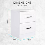 Bedside Table Side Storage Cabinet Nightstand Bedroom 2 Drawer KEVA WHITE