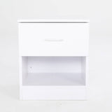 Bedside Table Side Storage Cabinet Nightstand Bedroom 1 Drawer 1 Shelf ELLA - WHITE