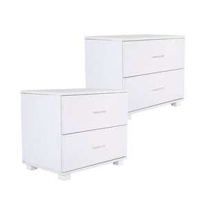 2X Bedside Table Side Storage Cabinet Nightstand Bedroom 2 Drawer Legs ETTA WHITE