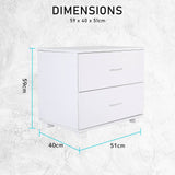 2X Bedside Table Side Storage Cabinet Nightstand Bedroom 2 Drawer Legs ETTA WHITE