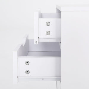 2X Bedside Table 3 Drawer Wood Leg Storage Cabinet Nightstand LACY WHITE