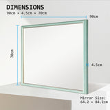 2 Set Wall Mirror Rectangular Frame Bathroom 70x90cm Turquoise