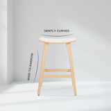 4X Wooden Bar Stool Padded Fabric Dining Chair KANSO 65cm BEIGE