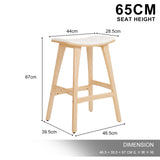 4X Wooden Bar Stool Padded Fabric Dining Chair KANSO 65cm BEIGE