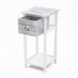 Bedside Table Drawer Vintage Side Table Storage Cabinet VALERIE GREY