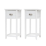 2X Bedside Table Drawer Vintage Side Table Storage Cabinet Bedroom VALERIE WHITE