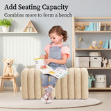 2X Ridge Arch Ottoman Stool Teddy Fleece Fabric Foot Rest 45cm BEIGE