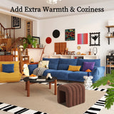 2X Ridge Arch Ottoman Stool Teddy Fleece Fabric Foot Rest 45cm BROWN