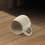 High-Fired Ceramic Stoneware Ribbed Stripe Mug 460ml Matt EARTHY BROWN