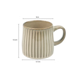 High-Fired Ceramic Stoneware Ribbed Stripe Mug 460ml Matt EARTHY BROWN